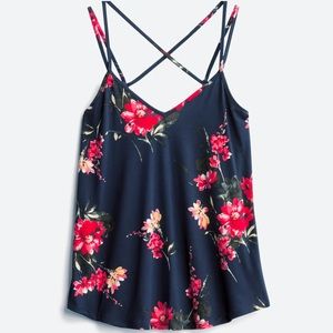 Paper Moon floral criss cross tank top